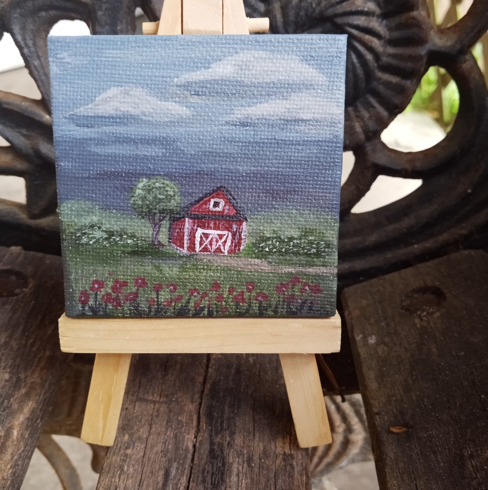 Mini painting red barn